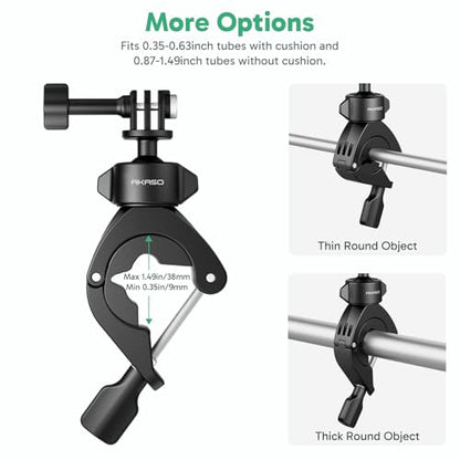 AKASO Bike Pole Mount Motorcycle Handlebar Clamp Mount for Action Cameras