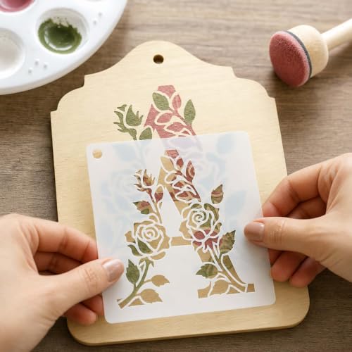 36 Floral Letter Stencils for Monograms, Wedding Signs, Names, Date Cards - color: Letters