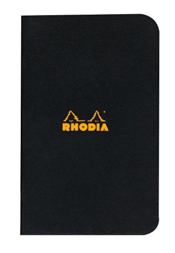 Rhodia Slim Staplebound Notebooks - Graph 48 sheets - 3 x 4 3/4 in. - Black cover - color: Black, size: 3 x 4 3/4, Graph paper