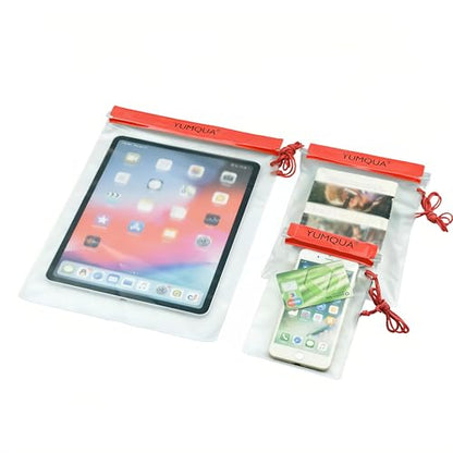 YUMQUA Waterproof Pouch Dry Bags Document Map Holder for Water Sport 3PACK - color: Red
