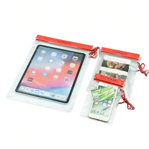YUMQUA Waterproof Pouch Dry Bags Document Map Holder for Water Sport 3PACK - color: Red