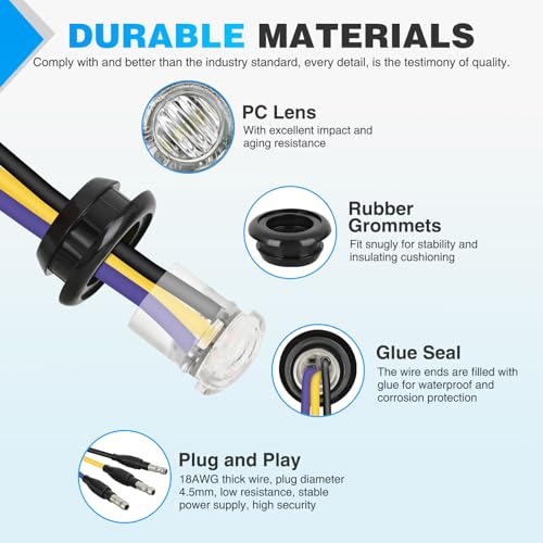Nilight 3/4 Inch Dual Color Marker Light Amber Turn Purple Clearance Lights - color: Amber Purple 10Pcs
