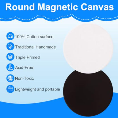 ESRICH 40Pack 4x4IN Round Mini Canvas Magnets, Small Magnetic Paint Canvas - size: 4 x 4 in (40 Pack)