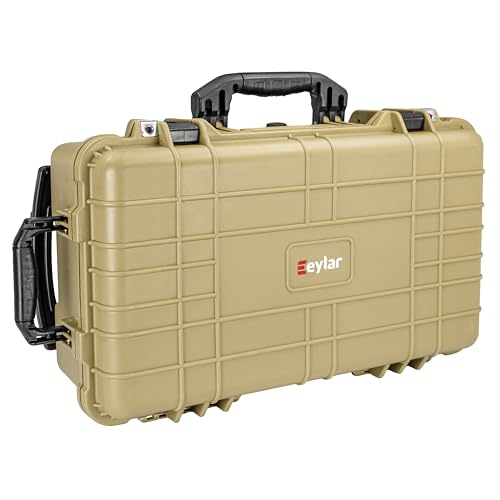 Eylar 22" Carry-On Travel Roller Gear, Camera, Drones, Tools, Equipment Hard Case Waterproof with Foam (Tan) - color: Tan