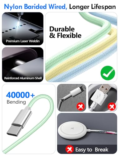 1Pack Travel Essentials for Apple Watch Charger,3-in-2 Multi Charging Cable - color: Green, size: 1Pack-4FT