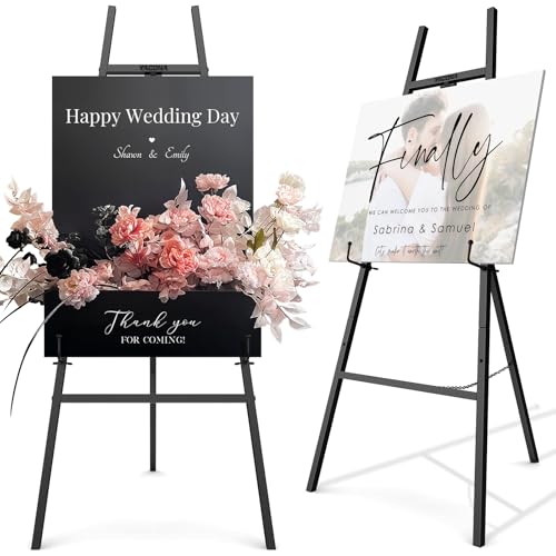Easel Stand for Sign, Metal Display Easel with Adjustable Chain, Black - color: Black