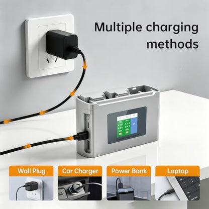 Mini 4K Battery Charger kit 2400mAh Mini 2 SE Intelligent Flight Battery×2 and 3 Slot bidirectional Charging hub with LCD Display×1 Compatible with DJI Mini 2/SE/2 SE/4K Drones