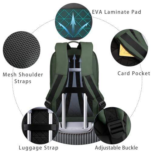 hk Backpack for Men Business Slim Laptop Bag - color: Green, size: 15.6 Inch