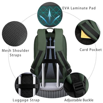 hk Backpack for Men Business Slim Laptop Bag - color: Green, size: 15.6 Inch