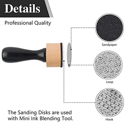 Briartw 42 PCS,2pcs Mini Ink Blending Tool,10pcs Flat Foams,20pcs Sanding Disks and 10pcs Round Stackable Jars,Medium-Grit Sandpaper Provides The Ideal Friction to Work On Cardstock, Chipboard, Wood - color: 2 Handle+10 Foam+20 Sanding Disk+10 Jars