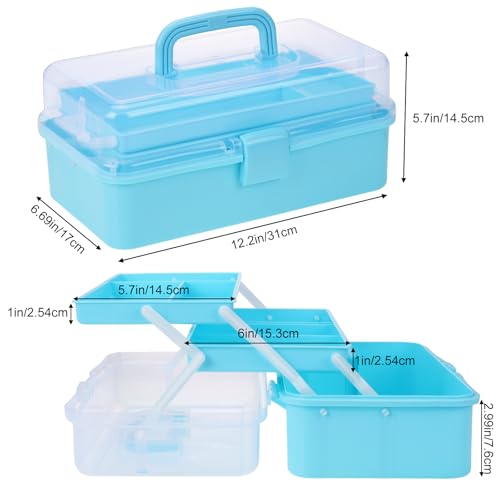 Tackle Box, 3-Layer Craft Sewing Medicine Art Hair Tool Organizer Blue - color: Blue