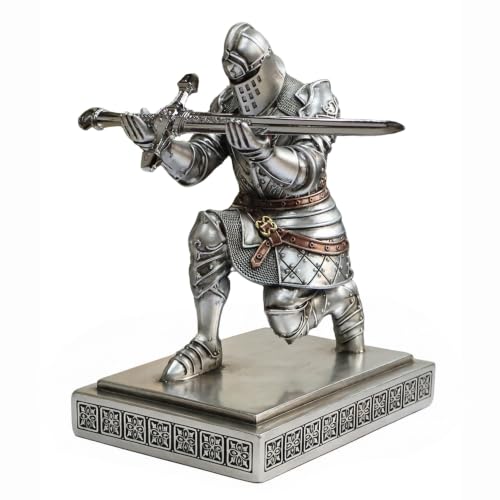 King's Guard Knight Pen Holder with a Letter Opener Desk Organizers Silver - color: Silver