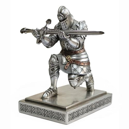 King's Guard Knight Pen Holder with a Letter Opener Desk Organizers Silver - color: Silver