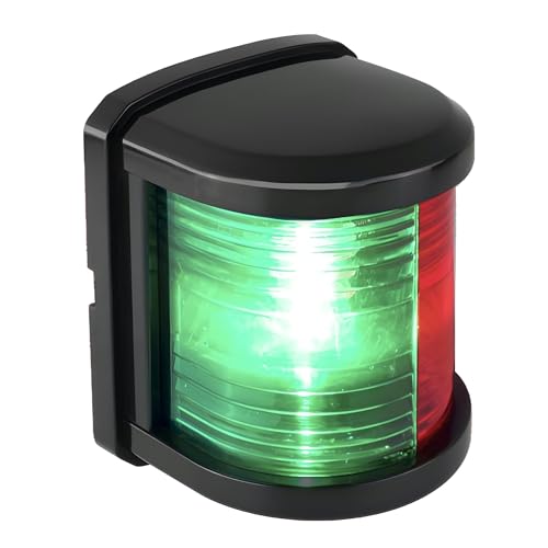 SEAFLO 11 Series Regular Sized LED Bi-Color Red/Green Navigation Light – 12V, 1W, IP67 Waterproof, 2NM Visibility, High-Brightness,for Boats Under 65 ft (20m) – 4-Year Warranty (Bi-Color/Black) - color: Bi-Color (Red/Green), size: Regular, style: Black