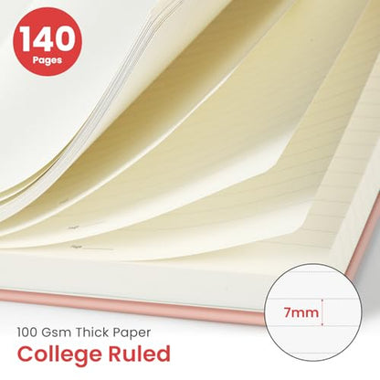 Taja Lined Spiral Notebook for Work, 5.7"x7.9" Spiral Journal College Ruled - color: B-Pink, style: a-Lined(1 Pack)