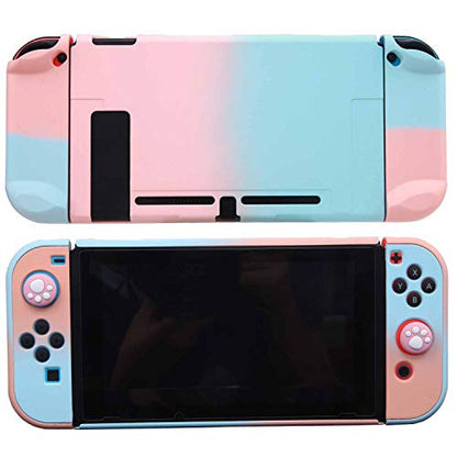 Dockable Case for Nintendo Switch - COMCOOL 3 in 1 Protective Cover Case for Nintendo Switch and Joy-Con Controller with Screen Protector and Thumb grips - Pink and Blue - color: Pink Blue