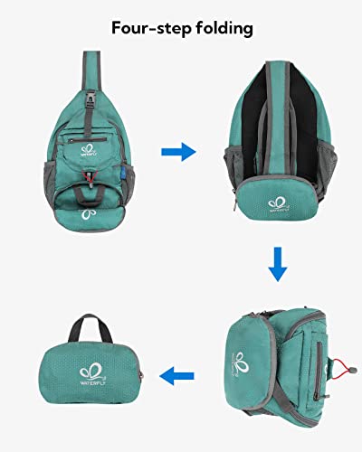 WATERFLY Packable Sling Backpack Lightweight Crossbody Bag Travel Daypack - color: Green