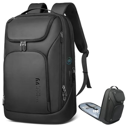 hk Business Smart Backpack for Men Anti-Theft for 17.3 Inch Laptop - color: Deep Black