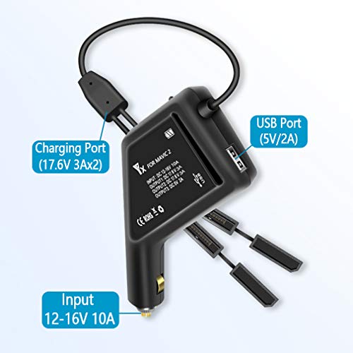 Hanatora Battery Car Charger for DJI Mavic 2 Pro/Zoom Drone,12V Rapid Charging Hub