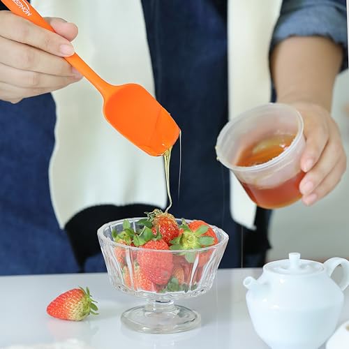 6PCS Silicone Spatulas, MONGSEW Food Grade Heat Resistant Rubber Spatula Set, Kitchen Spatulas for Baking, Cooking and Mixing, BPA-Free, Dishwasher Safe (Set of 6, Multi Colors)