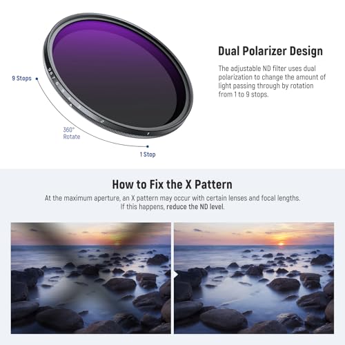 NEEWER 55mm ND2-400 (1-9 Stops) Variable ND Filter with Lens Cap - size: 55mm, style: ND2-ND400