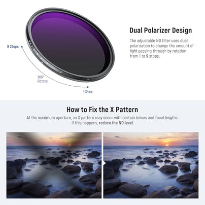 NEEWER 55mm ND2-400 (1-9 Stops) Variable ND Filter with Lens Cap - size: 55mm, style: ND2-ND400
