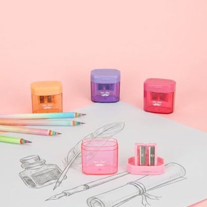 Mr. Pen- Manual Pencil Sharpener, 4 Pack, Colorful, Dual Holes - color: Candy Bloom, size: 4 Pack