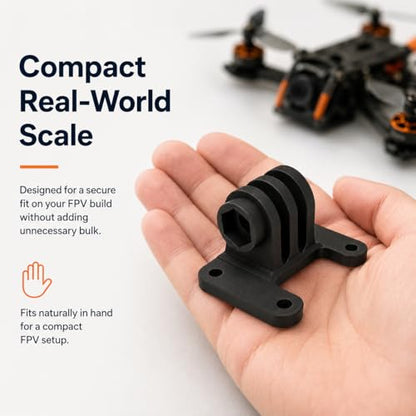 SplashNColor FPV Drone Action Camera Mount Compatible with GoPro | Compatible with Botgrinder Grinderino – Secure Screw-On Frame Bracket | Low-Profile Camera Holder for Multirotor