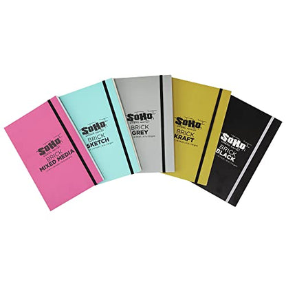 SoHo Brick Journal, Grey 5.5"x8.5" (100 GSM, 80 Pages Each) - color: Grey, size: 5.5 x 8.5in