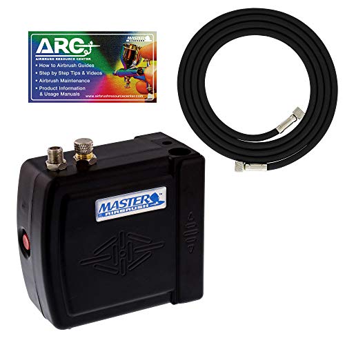 Master Model C16-B - Black Mini Airbrush Air Compressor with 6 Foot Braided