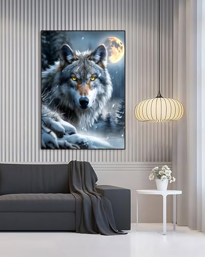 Wolf Diamond Art Kits for Adults, Animal Diamond Art for Beginners 12X16 In - color: Wolf 02