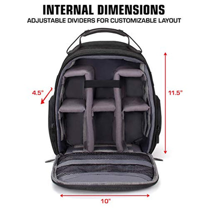 USA Gear Compact Drone Backpack - RC Quadcopter Drone Case Fits DJI Mini 4K, DJI Mini 3, AVIALOGIC, Controller & more Compact Quadcopters - Customizable Interior, Weather Resistant Exterior (Black) - color: Black