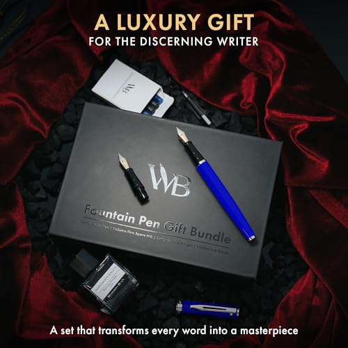 Wordsworth & Black Fountain Pen Gift Set, Medium & Extra Fine Nib, Blue - color: Blue Chrome