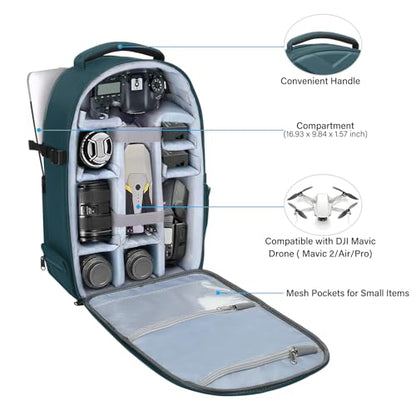 MOSISO Camera Backpack, Photography Camera Bag Waterproof Hardshell Case - color: Teal Green