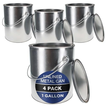 Master Elite 1 Gallon Unlined Empty Metal Paint Can Bucket with Lids,4-Pack - size: 128-Fl Oz (Pack of 4)