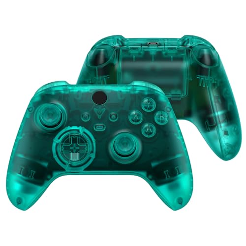 eXtremeRate Full Set Shell Buttons for Xbox Series X & S Controller, Emerald Green Replacement Side Rails Grips Front Back Plate Cover for Xbox Core Wireless Controller [Controller NOT Included] - color: Emerald Green