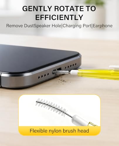 35PCS Charging Port Cleaner Kit for iPhone, USB C Port Cleaning Tool for Cell, Dual Sided Anti Clogging Nylon Brushes & Hook Cleaner