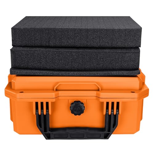 Eylar 13.8" Intact Series Compact Hard Camera Case, Lightweight and Durable Stacker Design with Foam - color: Orange