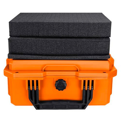 Eylar 13.8" Intact Series Compact Hard Camera Case, Lightweight and Durable Stacker Design with Foam - color: Orange