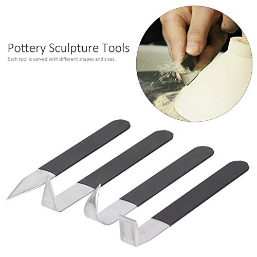 Pottery Trimming Tools Set, 4-Piece Stainless Steel Carving Clay Sculpture
