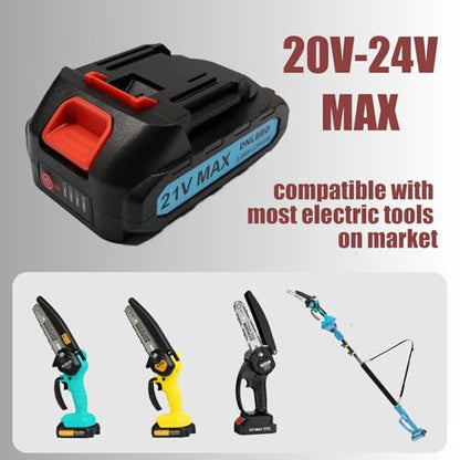 Mini Chainsaw Battery, 21v Lithium Battery - 2.0 Ah Battery with Electric Quantity Display, Include Charger Adapter, Suitable for Cordless Powe - size: 2000mAH