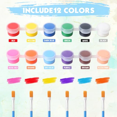Qilery 24 Set 4 x 4 Inch Mini Canvas Panels Easel Painting Kit, 12 Colors - size: 4" X 4"