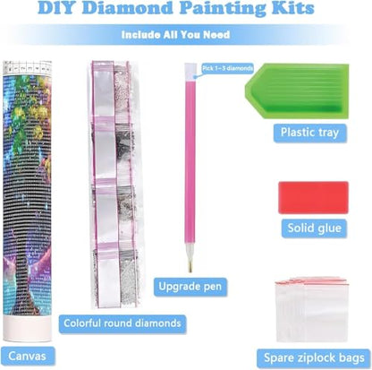 ZeeLionArt Diamond Art Kit, Starry Moonlight Waterfall, 12 x 16 Inch - color: DP04326
