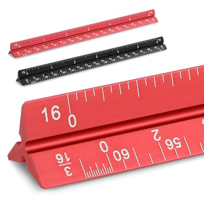 Prasacco 2 Pcs Architectural Scale Ruler 6 Inch Small Scale Ruler Mini Engineer Scale Ruler Pocket Aluminium Metal Ruler for Architects Engineering Artists Draftsman Drawing Drafting