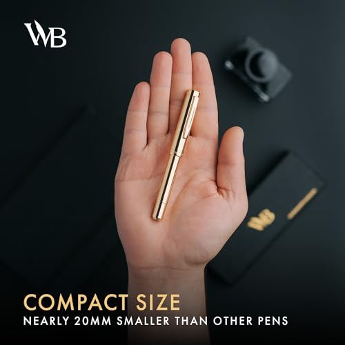 Wordsworth & Black Mini Pocket Fountain Pen for Writing, Medium Nib, Gold - color: Gold