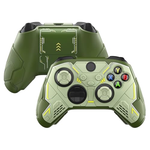 playvital Stellar Mecha Silicone Cover Skin for Xbox Series X/S Controller, Anti-slip Grip Protector with Thumb Grips & Sticker for Xbox Core Wireless Controller - Army Green & Sage Green - color: Army Green & Sage Green