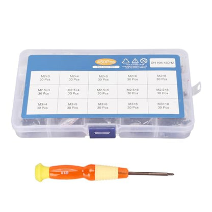 450 Pcs Laptop Screws Kit, 15 Sizes M2 M2.5 M3 with Storage Box