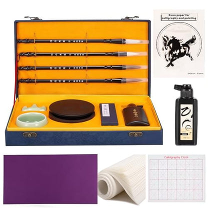 Chinese Calligraphy Set Japanese Calligraphy Kit for Beginner-Blue - color: Blue