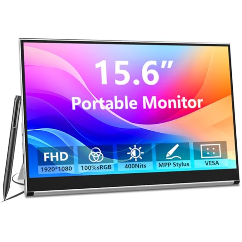 Portable Monitor Touchscreen 15.6 Inch External Display with MPP Stylus - size: 15.6 inches