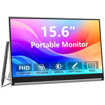 Portable Monitor Touchscreen 15.6 Inch External Display with MPP Stylus - size: 15.6 inches